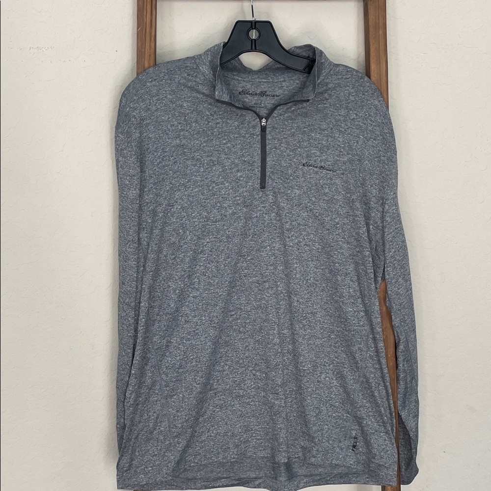 Eddie Bauer Men’s Gray Quarter-Zip Pullover FreeDry Large